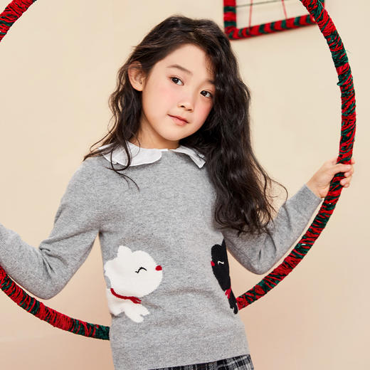 mettekids女童羊绒衫2022秋季新款毛衣儿童洋气卡通薄款针织衫 商品图2