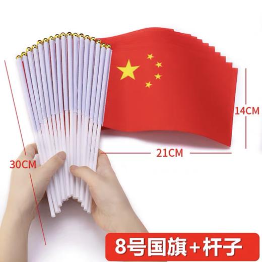中国小国旗红旗带杆手摇旗手持小五星红旗迷你小国旗装饰7号20×30㎝8号14×21cm100面1包 商品图2