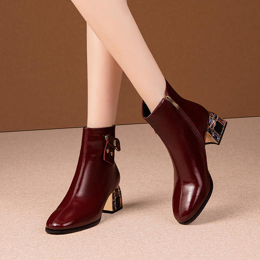气质尖头马丁靴，粗跟职业女鞋 YT-8882 商品图5