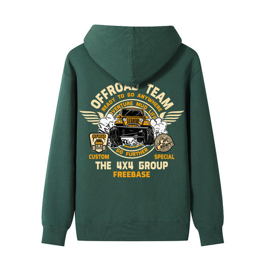 自由基地男装原创设计牧马人越野车图案带帽套头卫衣毛圈料 NMT-1901 商品图4