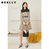 NEELLY纳俪商场同款撞色领格纹连衣裙女秋季新款单排扣收腰A字裙N22014Y03301 商品缩略图1