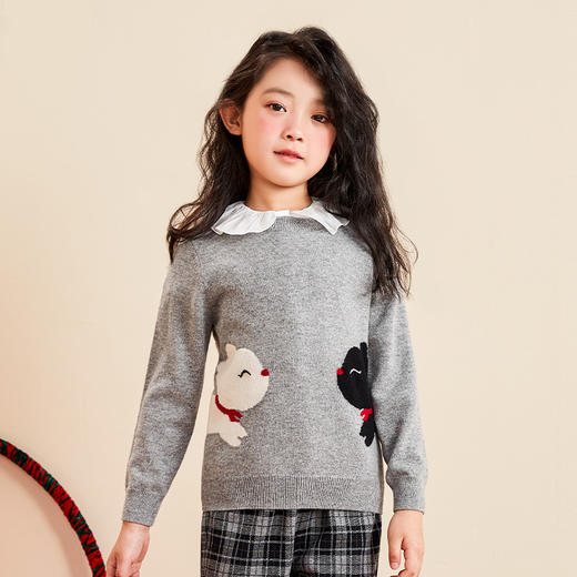mettekids女童羊绒衫2022秋季新款毛衣儿童洋气卡通薄款针织衫 商品图5