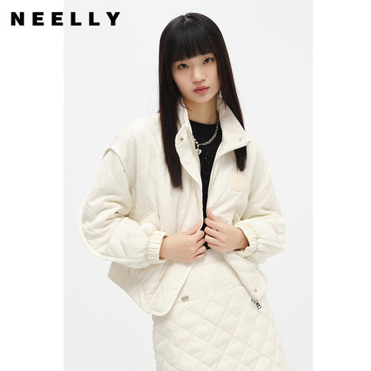 NEELLY纳俪商场同款立领短款外套女菱格显瘦休闲短款上衣百搭冬季N22101K01029 商品图0