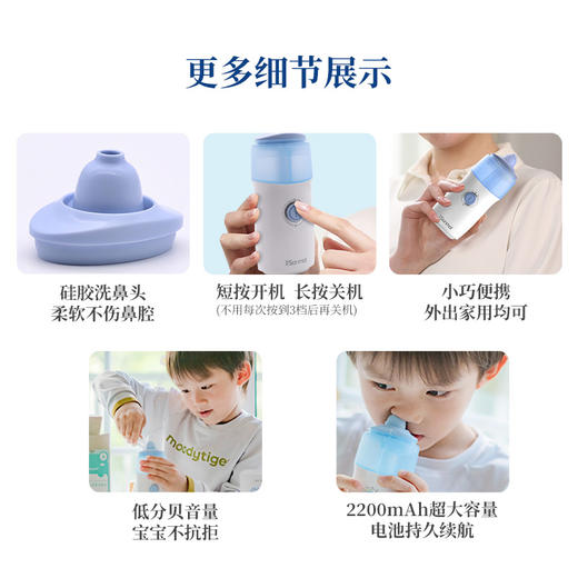 【清洗鼻子】朔茂电动洗鼻器 最新款二代喷雾洗鼻器 儿童家用鼻腔冲洗鼻子 商品图5