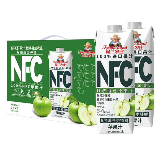 BF| 福兰农庄100%NFC苹果汁1L*4【普通快递】 商品图1