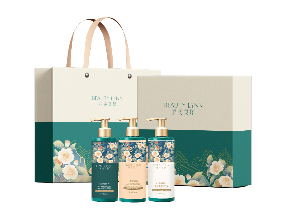 润美灵犀山茶籽精华洗护组合（洗发水+沐浴露+护发素）礼盒装