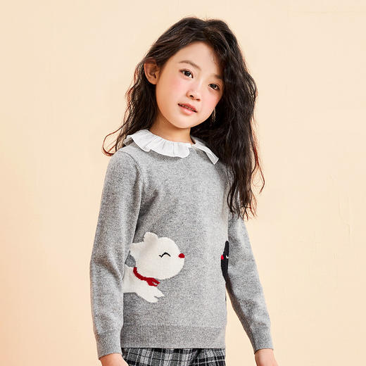 mettekids女童羊绒衫2022秋季新款毛衣儿童洋气卡通薄款针织衫 商品图1
