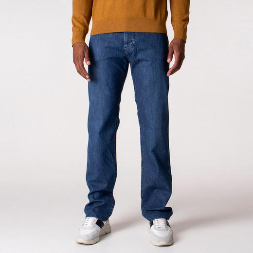 EMPORIO ARMANI 阿玛尼 男士棉质金属徽标休闲牛仔裤 蓝色 8N1J21 1D85Z 0943 商品图0