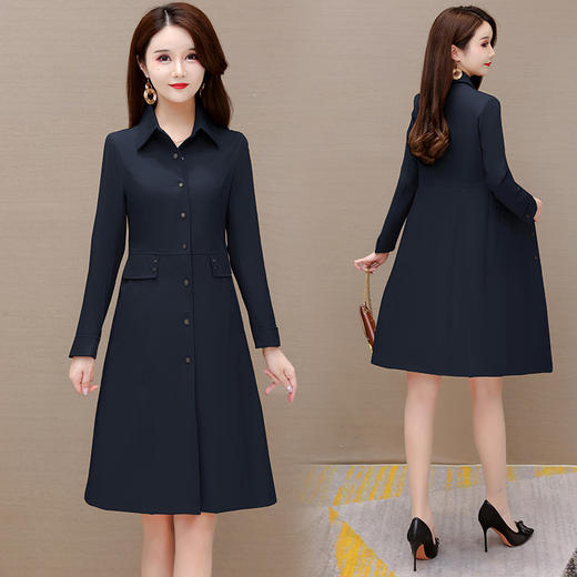 秋季新款修身长袖翻领大码显瘦大衣HR-LRX-GYC21 商品图2