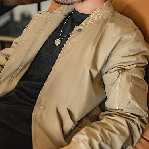 工装优选 美式空中MA1飞行员夹克卡其色棒球服复古短款外套男潮秋 商品图0
