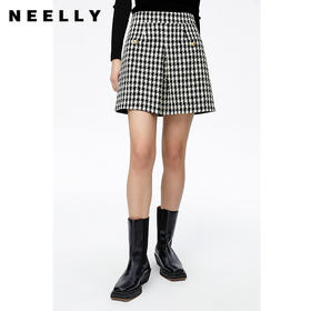 NEELLY纳俪商场同款千鸟格半身裙女2022秋冬季新款A字裙短裙百搭N22092E01160