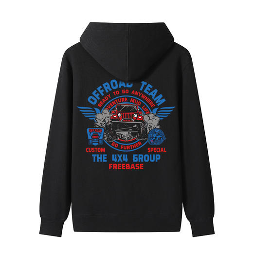 自由基地男装原创设计牧马人越野车图案带帽套头卫衣毛圈料 NMT-1901 商品图2