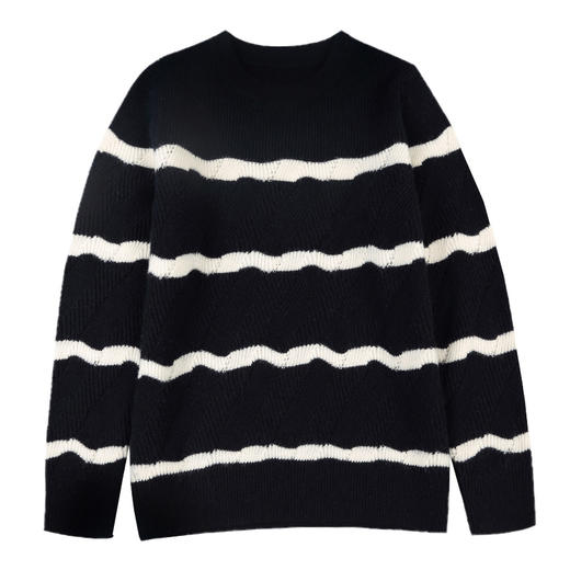 mettekids儿童羊绒衫秋冬新款女童毛衣童装中大童条纹圆领针织衫 商品图6