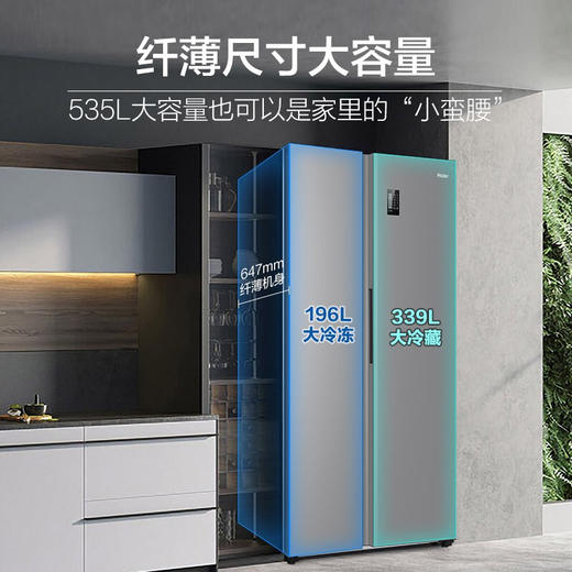 【下单前请与客服联系】海尔（Haier）535升星辉系列一级能效双变频对开双开门家用电冰箱超薄无霜净味BCD-535WGHSSEDS9大容量升级款 商品图3
