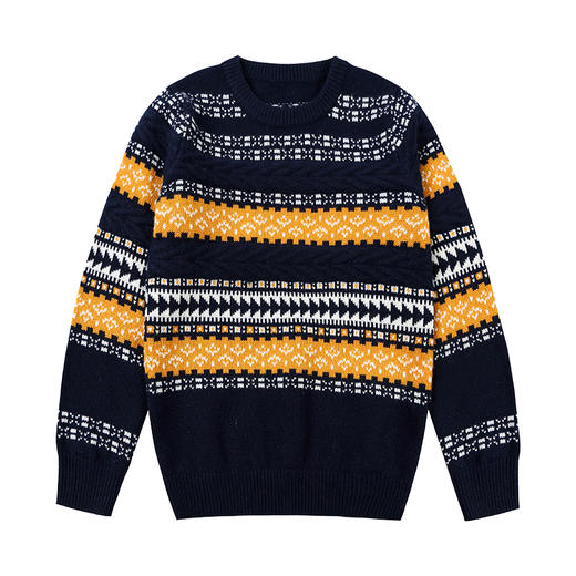 mettekids男童羊绒衫秋冬新款童装针织衫儿童休闲宽松圆领厚毛衣 商品图5