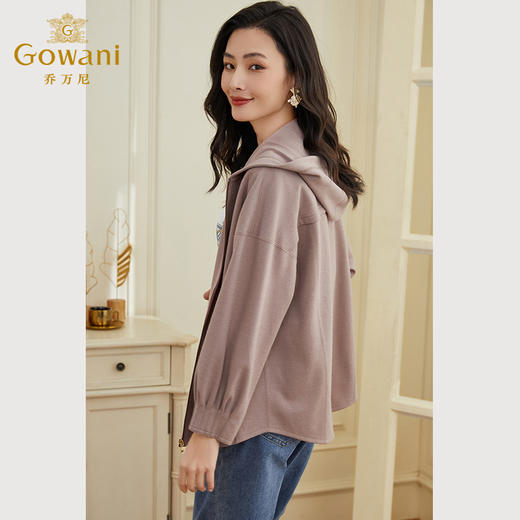 乔万尼外套女春款新款羊毛呢开衫连帽减龄设计EF3B808 商品图3