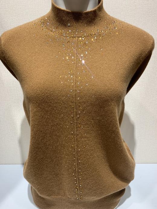 2022秋冬新款重工镶钻半高领纯羊绒外穿打底衫 商品图0