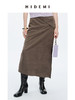 HIDEMI 摩卡色反毛麂绒不对称半身裙 商品缩略图0