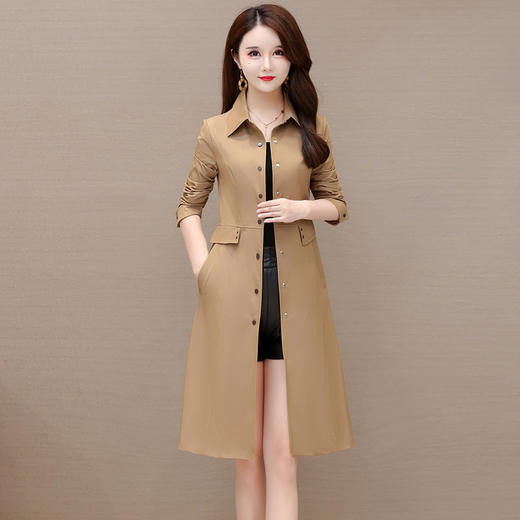 秋季新款修身长袖翻领大码显瘦大衣HR-LRX-GYC21 商品图0