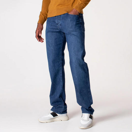 EMPORIO ARMANI 阿玛尼 男士棉质金属徽标休闲牛仔裤 蓝色 8N1J21 1D85Z 0943 商品图1