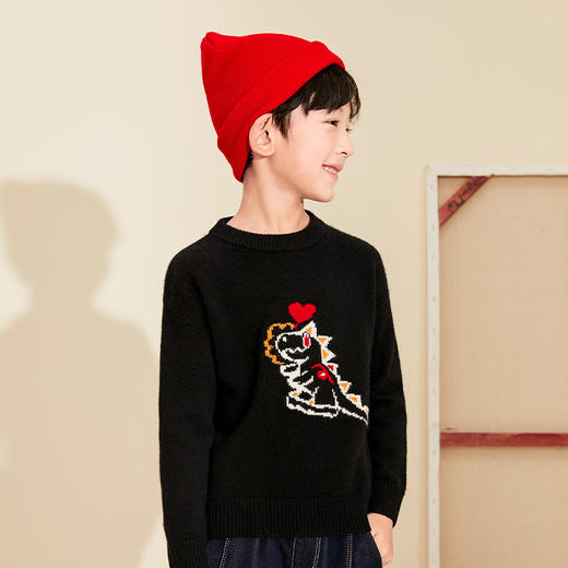 mettekids儿童羊绒衫秋冬新款童装毛衣男童女童卡通黑色针织 商品图4