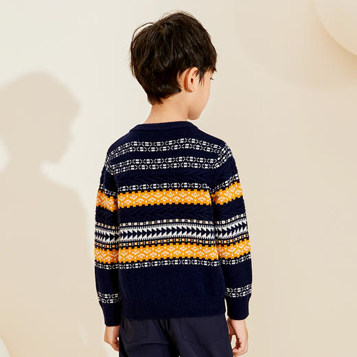 mettekids男童羊绒衫秋冬新款童装针织衫儿童休闲宽松圆领厚毛衣 商品图4