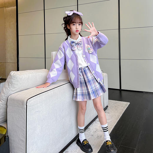 女童套装2022新款韩版儿童洋气时髦裙子小女孩春秋洋气jk裙三件套PJX-DX3758 商品图1