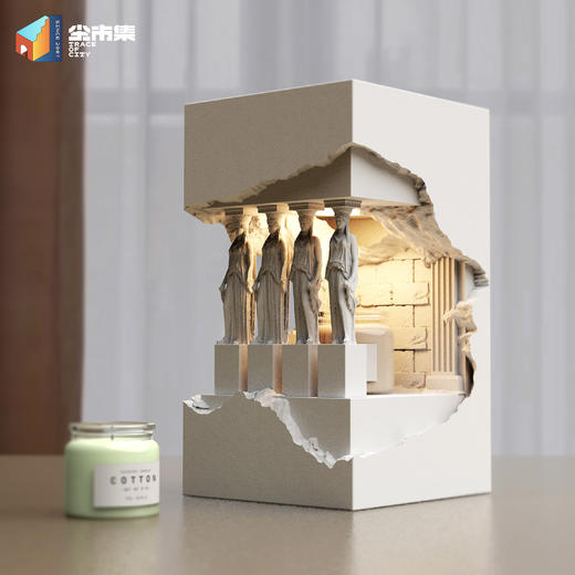 尘市集 雅典娜帕特农神庙石膏融蜡灯氛围夜灯卧室蜡烛香薰灯礼物 商品图1