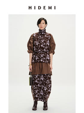 HIDEMI 美利奴羊毛主题花卉系列高领极简三件套 高领马夹/半身裙/围巾