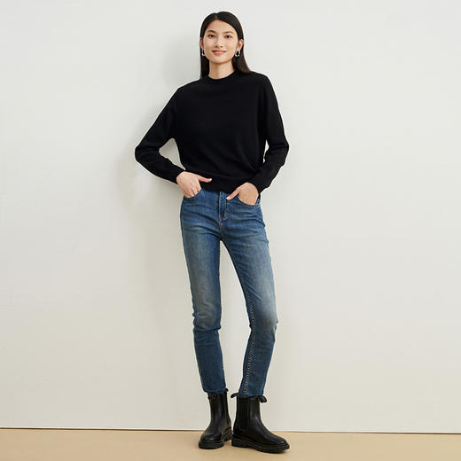 EITIE爱特爱新款中领简约毛衣套头打底衫针织衫6801526 商品图8