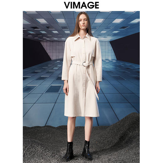 VIMAGE纬漫纪秋季新款舒适系带显瘦连衣裙长裙V1807432 商品图0