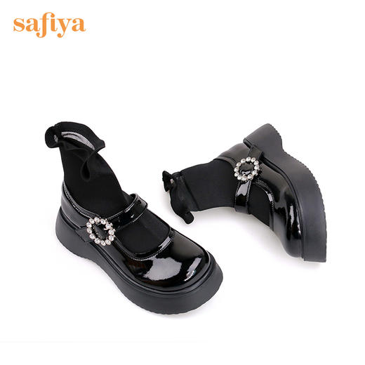 【双旦福利】Safiya/索菲娅 JK玛丽珍女鞋2022年冬季新款甜酷减龄厚软底袜靴女 SF24116076 商品图8