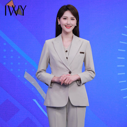 IWY/新款米白色西装马甲三件套设计感霸气总裁范西装套装女CPM1486 商品图2