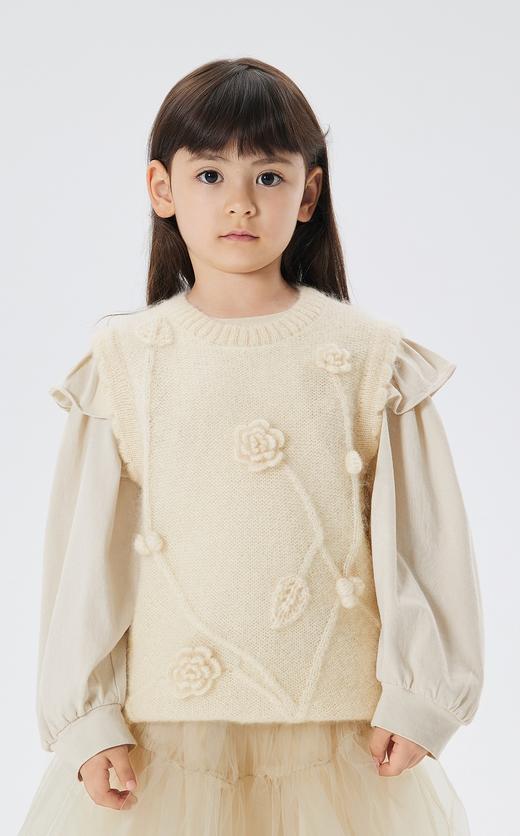 JNBY  22年秋款  时尚钩花毛衫背心  1M9311580 商品图4