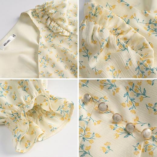 欧芮儿碎花雪纺连衣裙女春装2022年新款收腰法式V领冰爽薄款裙子 商品图8