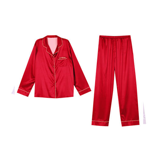 都市丽人好睡衣好睡好眠哑光弹力色丁家居服长袖类新年本命年红品LH20B2 商品图6
