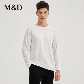 M＆D名盾商务男装秋冬新品长袖圆领T恤白色打底体恤上衣男
