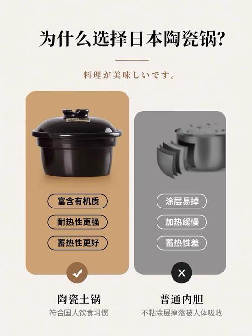 日本 Sezze 3L款 西哲电伊贺烧陶土内胆 智能多功能电炖锅 商品图3