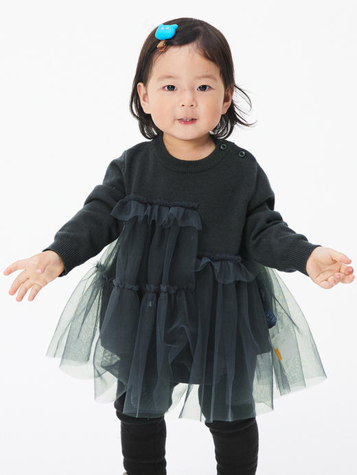 JNBY  22年冬款  薄纱长袖毛衫连衣裙 YM0G10750 商品图1