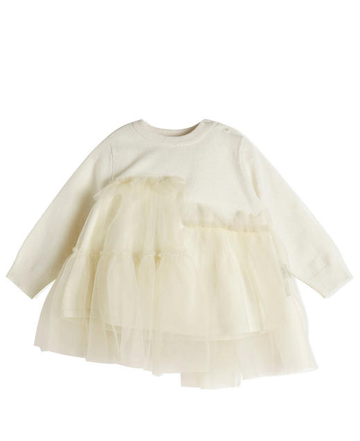 JNBY  22年冬款  薄纱长袖毛衫连衣裙 YM0G10750 商品图5