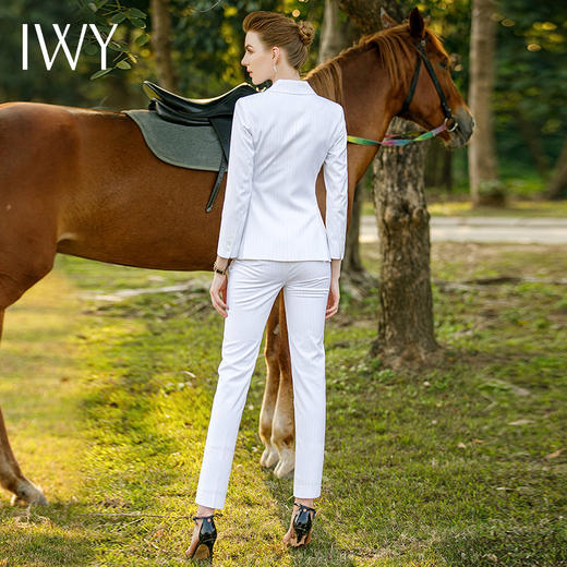 IWY/高端时尚白条纹西服套装女正装职业装气质西装小脚裤ol工作服CP9320 商品图3