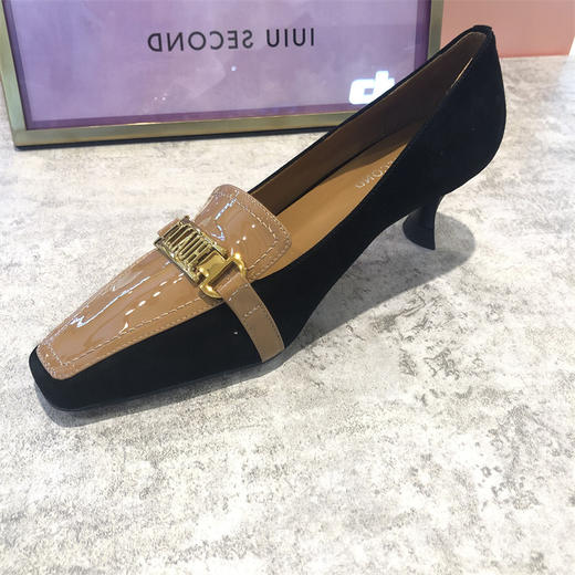 IUIU SECOND真皮女鞋2021秋季新品时尚干练通勤方头拼接女鞋 商品图1