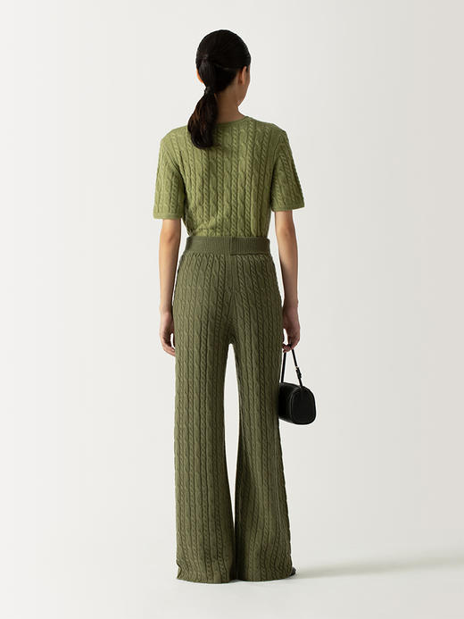 322工房复古绞花羊毛羊绒针织衫2022年秋冬新款圆领百搭套头毛衣 商品图3