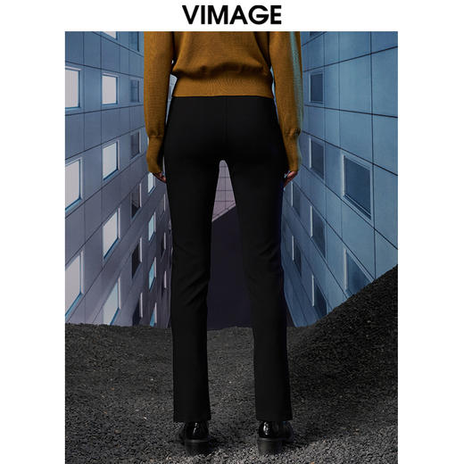 VIMAGE纬漫纪秋冬新款洋气显瘦百搭时尚开叉喇叭裤长裤V1805416 商品图3