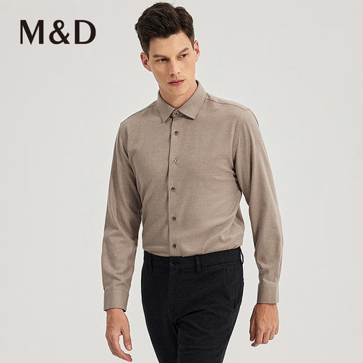 M＆D/名盾商务男士秋冬新品棕色休闲衬衣【抗菌】面料衬衫男 商品图1