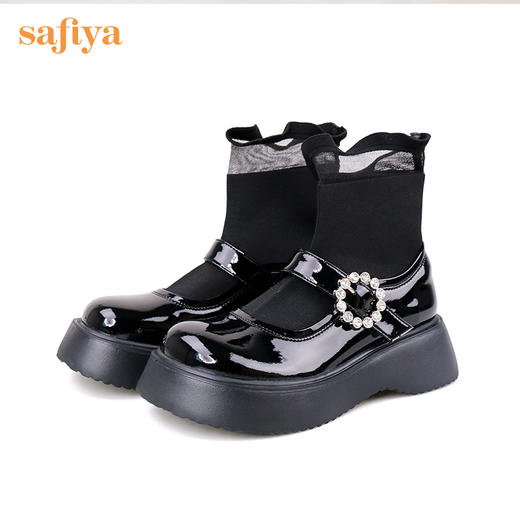【双旦福利】Safiya/索菲娅 JK玛丽珍女鞋2022年冬季新款甜酷减龄厚软底袜靴女 SF24116076 商品图6