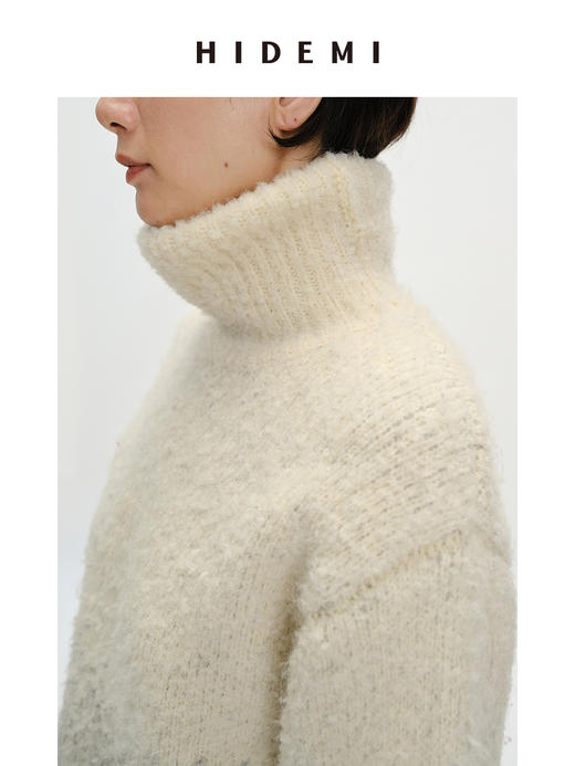 HIDEMI 圈圈羊毛混纺加厚粗针高领廓形星星渐变毛衣 商品图6