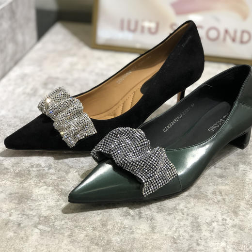 IUIU SECOND气质宴会鞋浅口时装水钻2021新秋低跟单鞋 商品图1