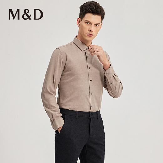 M＆D/名盾商务男士秋冬新品棕色休闲衬衣【抗菌】面料衬衫男 商品图2
