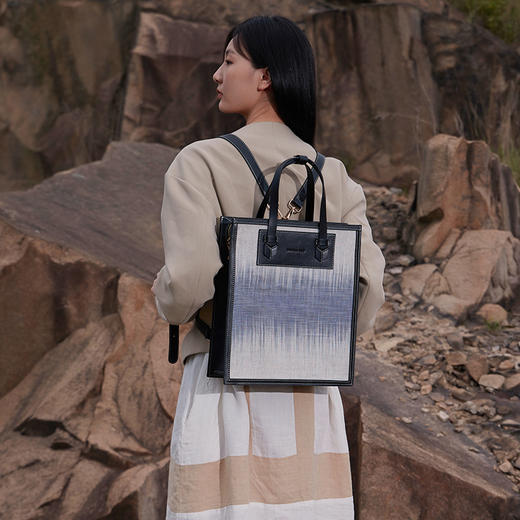 饮水鸟夏季新款非遗夏布包 夏布电脑包 黑色/棕色 商品图10